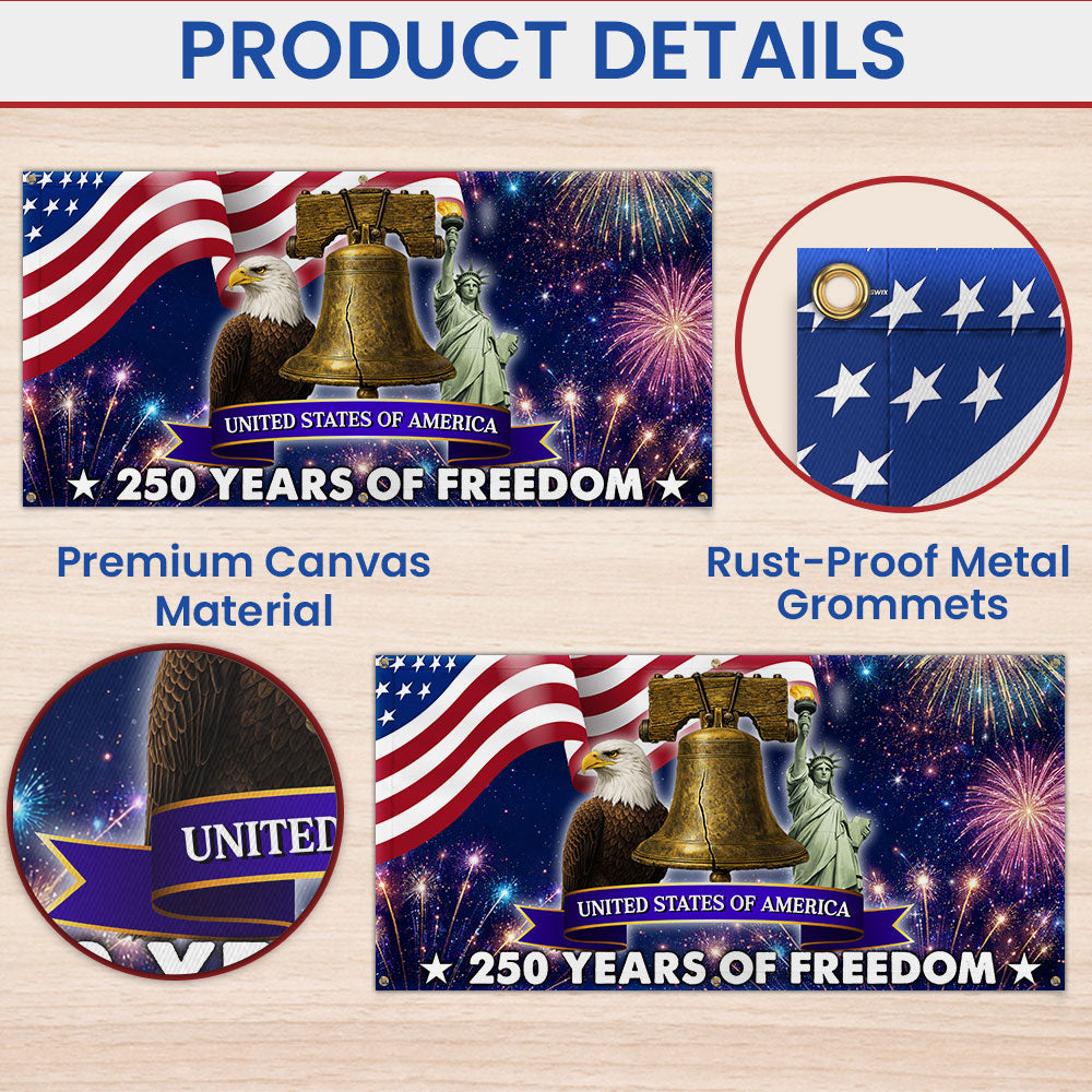 250 Years of Freedom Fence Banner, 4th of July Patriotic Decoration