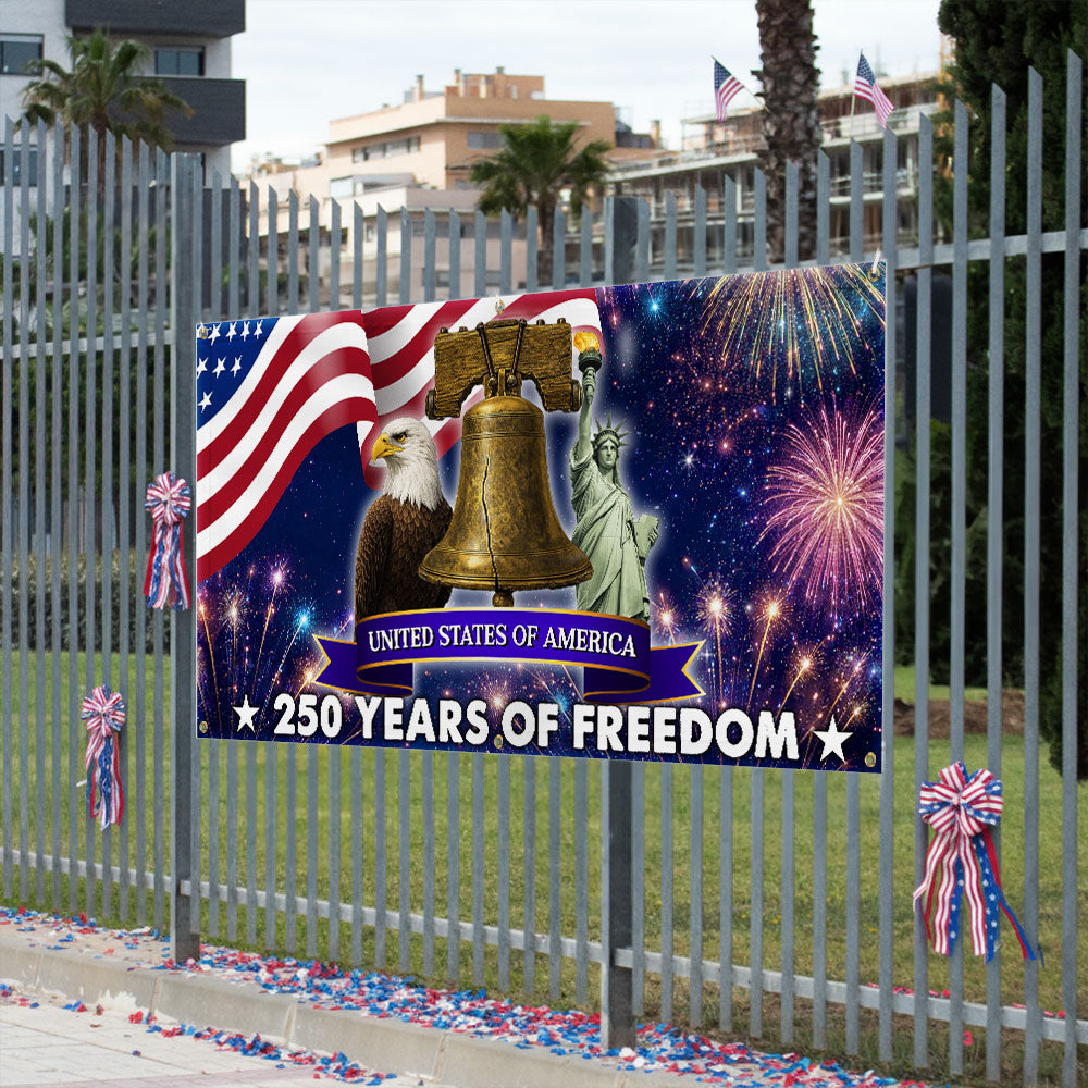 250 Years of Freedom Fence Banner, 4th of July Patriotic Decoration