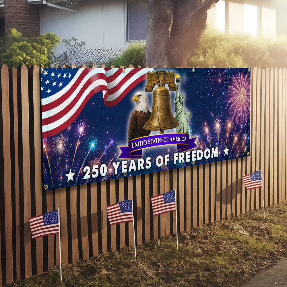 250 Years of Freedom Fence Banner, 4th of July Patriotic Decoration