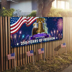 250 Years of Freedom Fence Banner, 4th of July Patriotic Decoration
