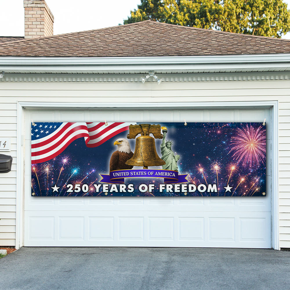 250 Years of Freedom Fence Banner, 4th of July Patriotic Decoration
