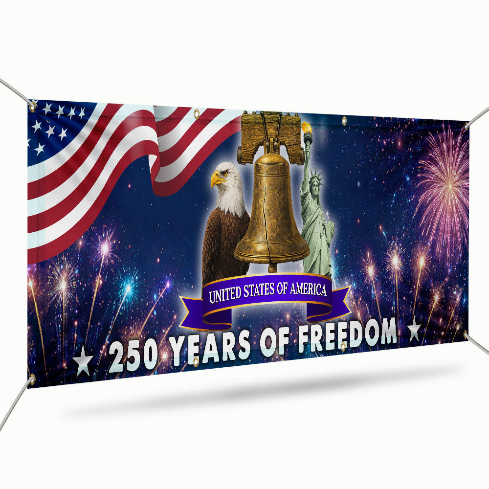 250 Years of Freedom Fence Banner, 4th of July Patriotic Decoration