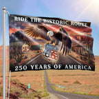 Route 66 Flag, 250 Years of America Ride the Historic Route Grommet Flag