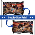Route 66 Flag, 250 Years of America Ride the Historic Route Grommet Flag