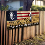 250 Years of Blessings Fence Banner, 1776 2026 Patriotic Eagle Cross Decor