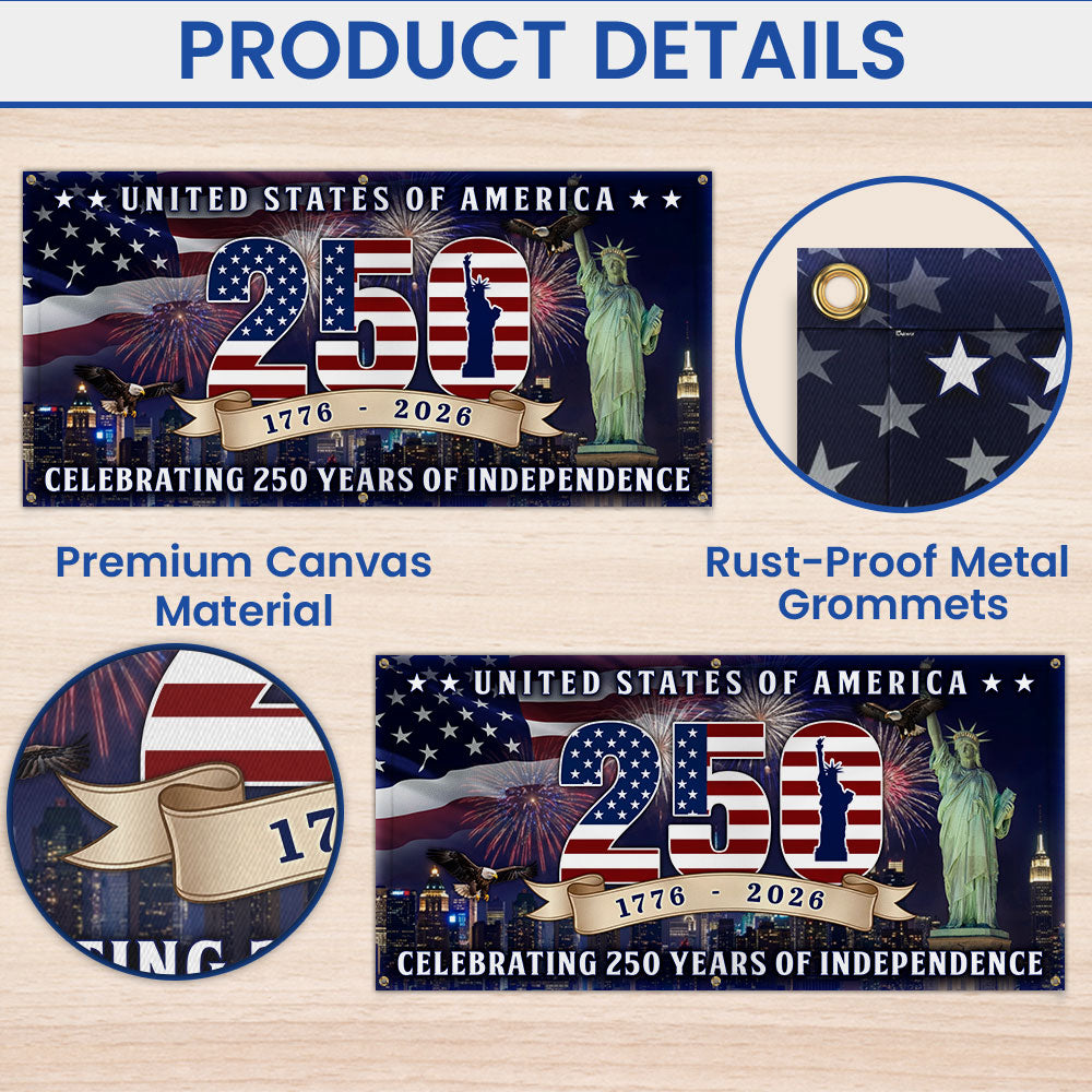 250th Anniversary Flag, 1776 2026 United States of America Fence Banner
