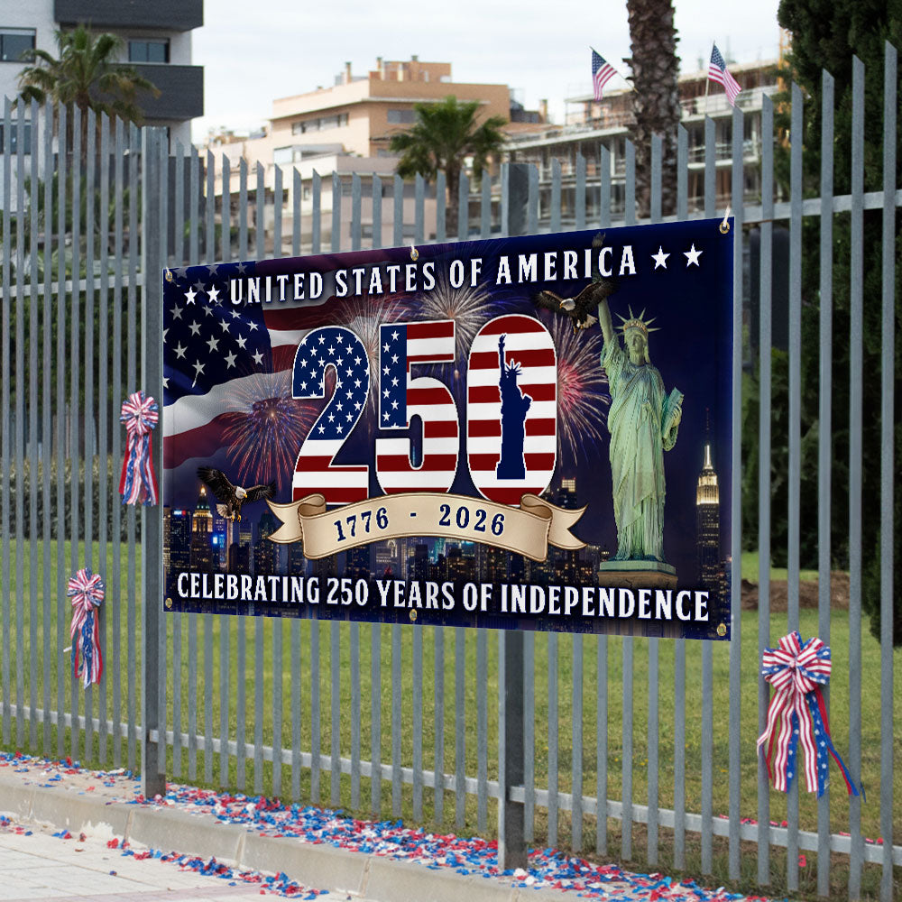 250th Anniversary Flag, 1776 2026 United States of America Fence Banner