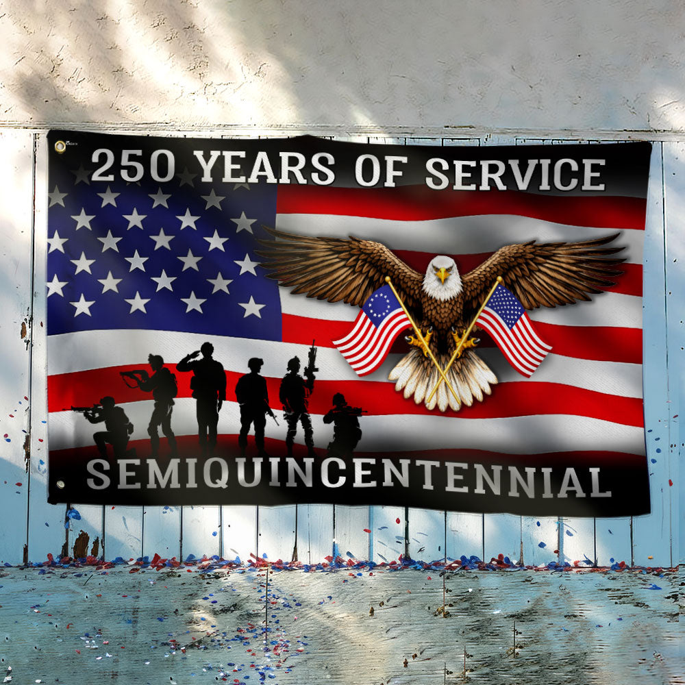 250 Years of Service Flag, Memorial Day Semiquincentennial Grommet US Flag