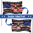 250 Years of Service Flag, Memorial Day Semiquincentennial Grommet US Flag
