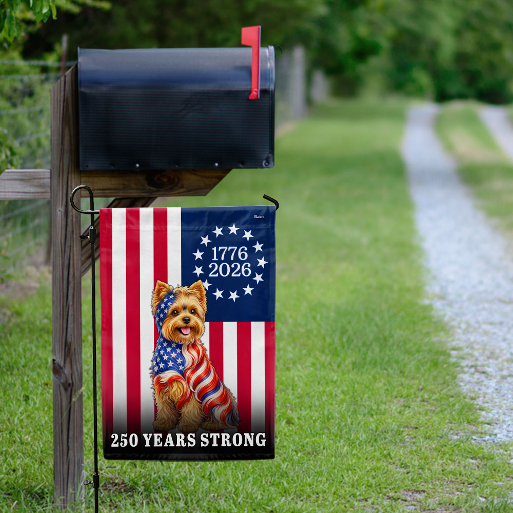 Dog American Flag, 250 Years Strong Yorkshire Terrier Dog US Flag