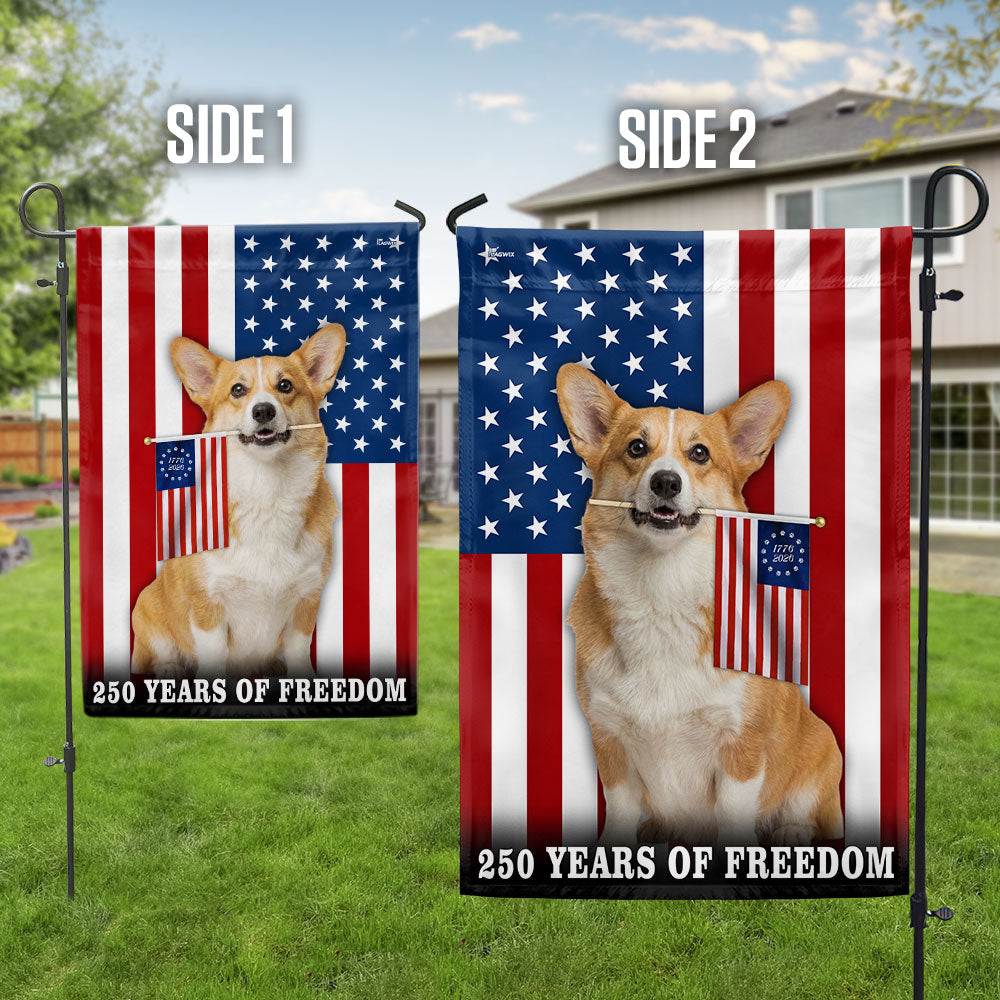 Dog American Flag, 250 Years of Freedom Corgi Dog US Flag