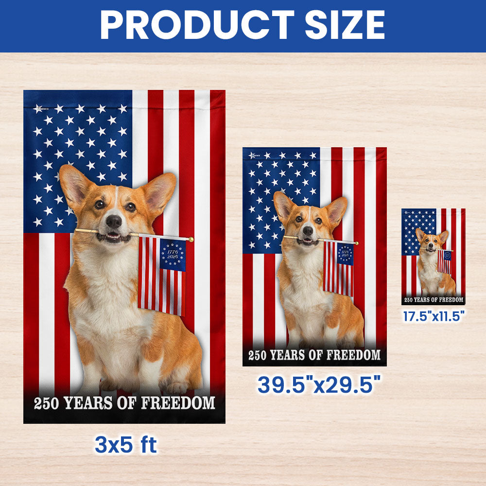 Dog American Flag, 250 Years of Freedom Corgi Dog US Flag