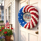 250 Years of America Rose Wreath, 1776 2026 Patriotic Front Door Decor