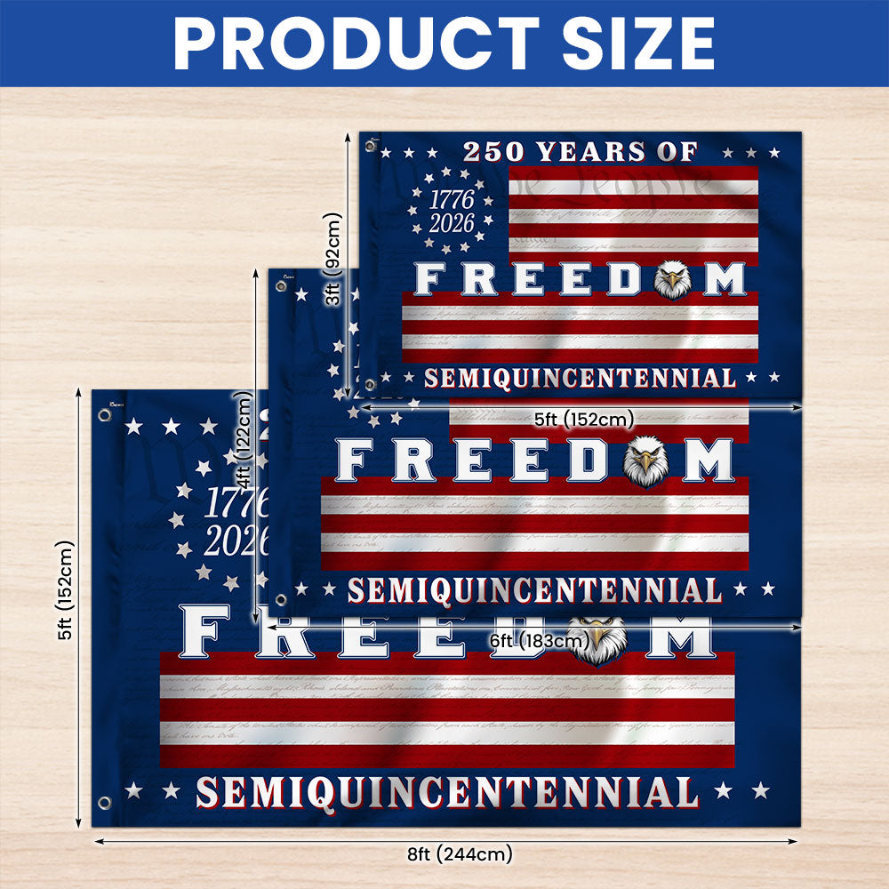 Betsy Ross Flag, 250 Years of Freedom Patriotic Eagle Grommet US Flag