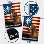 Horse American Flag, 250 Years of Blessings Christian Cross US Flag