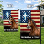 Horse American Flag, 250 Years of Blessings Christian Cross US Flag