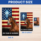 Horse American Flag, 250 Years of Blessings Christian Cross US Flag