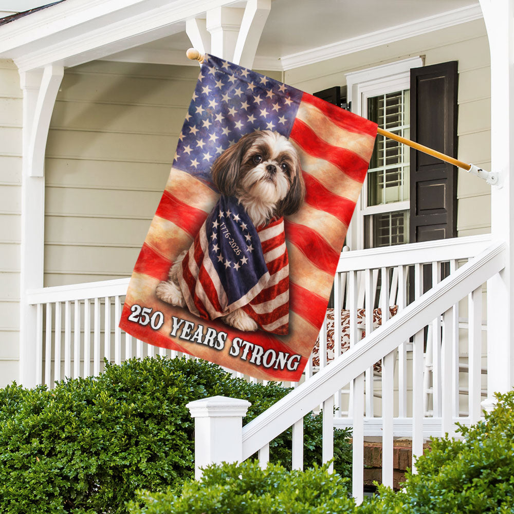 Shih Tzu American Patriot Flag, 250 Years Strong Dog US Flag