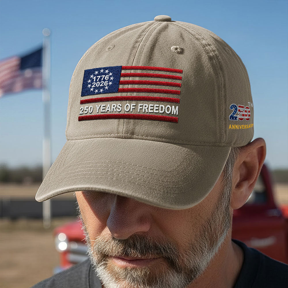 250th Anniversary Washed Cap with Embroidered Betsy Ross American Flag