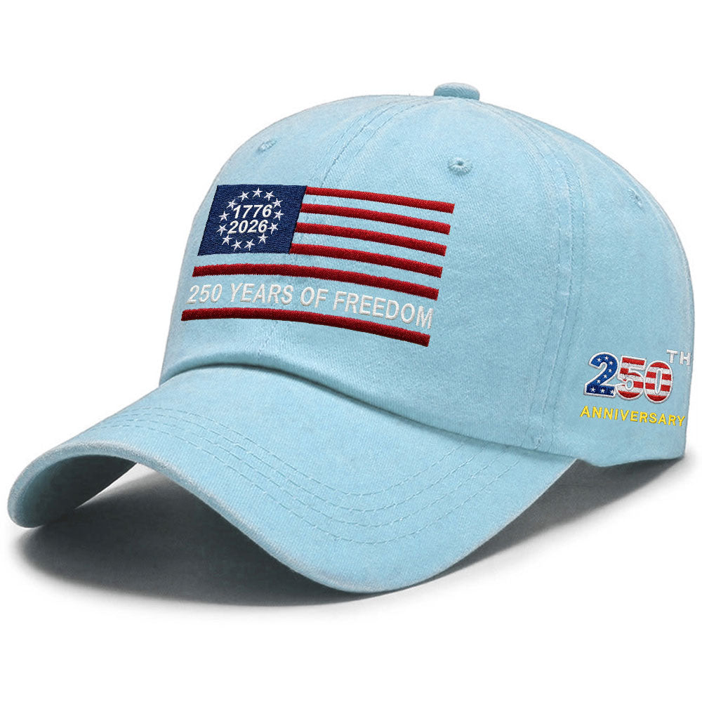 250th Anniversary Washed Cap with Embroidered Betsy Ross American Flag