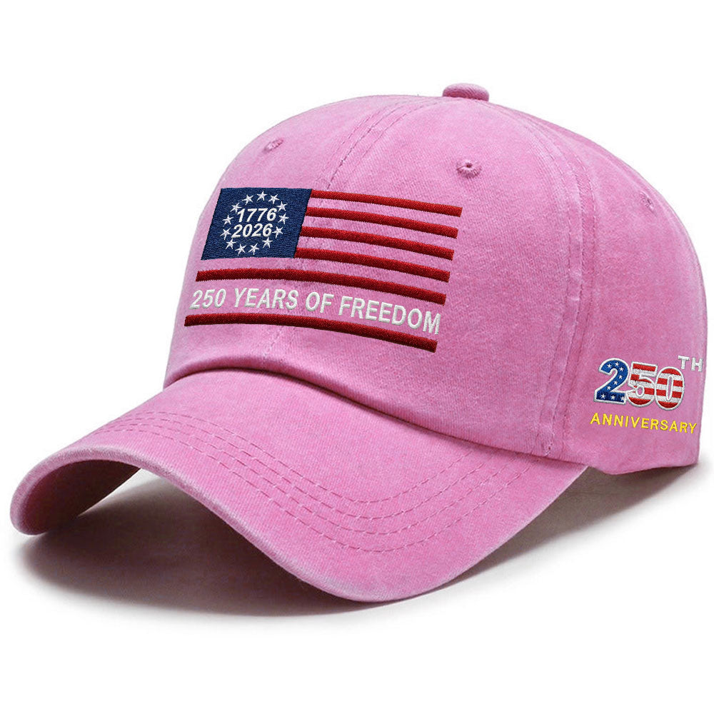 250th Anniversary Washed Cap with Embroidered Betsy Ross American Flag