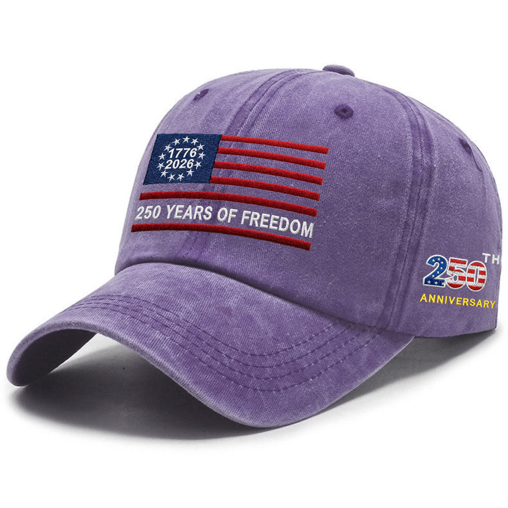 250th Anniversary Washed Cap with Embroidered Betsy Ross American Flag