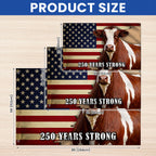 250 Years Strong Pinzgauer Cattle American Grommet Flag for Farmhouse Patriotic Decor