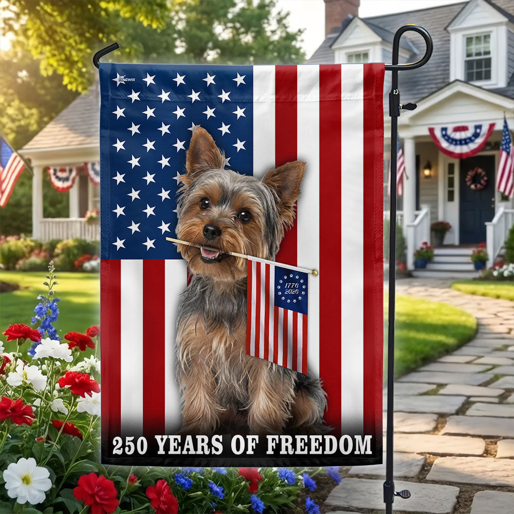 Dog American Flag, 250 Years of Freedom Yorkshire Terrier US Flag