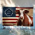 Pinzgauer Cattle Flag, 1776 2026 Proud Cow Farmer Farm Life Grommet Flag
