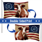 Pinzgauer Cattle Flag, 1776 2026 Proud Cow Farmer Farm Life Grommet Flag