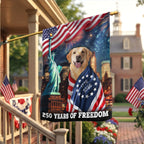 250 Years of Freedom Flag, Golden Retriever Wrapped in Glory Decor