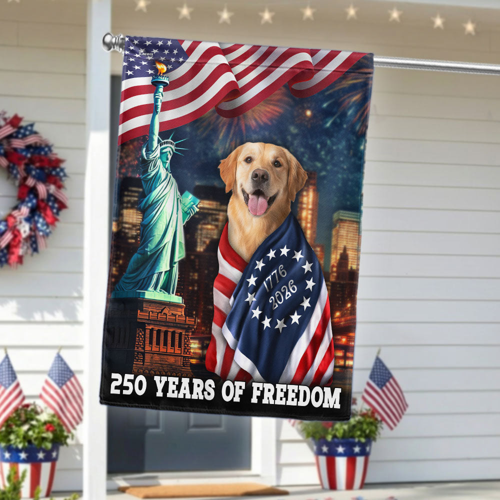 250 Years of Freedom Flag, Golden Retriever Wrapped in Glory Decor
