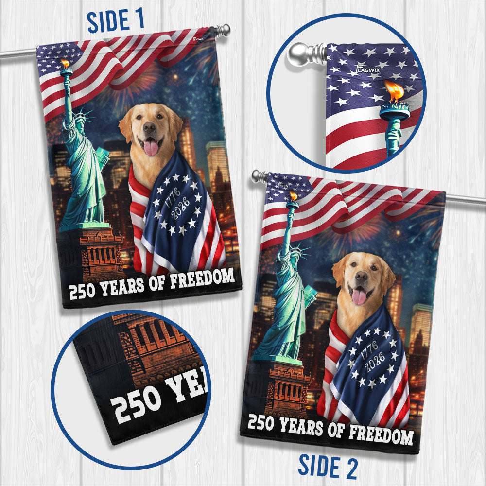 250 Years of Freedom Flag, Golden Retriever Wrapped in Glory Decor