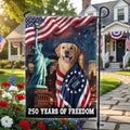 250 Years of Freedom Flag, Golden Retriever Wrapped in Glory Decor