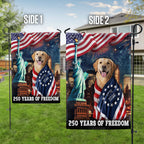 250 Years of Freedom Flag, Golden Retriever Wrapped in Glory Decor