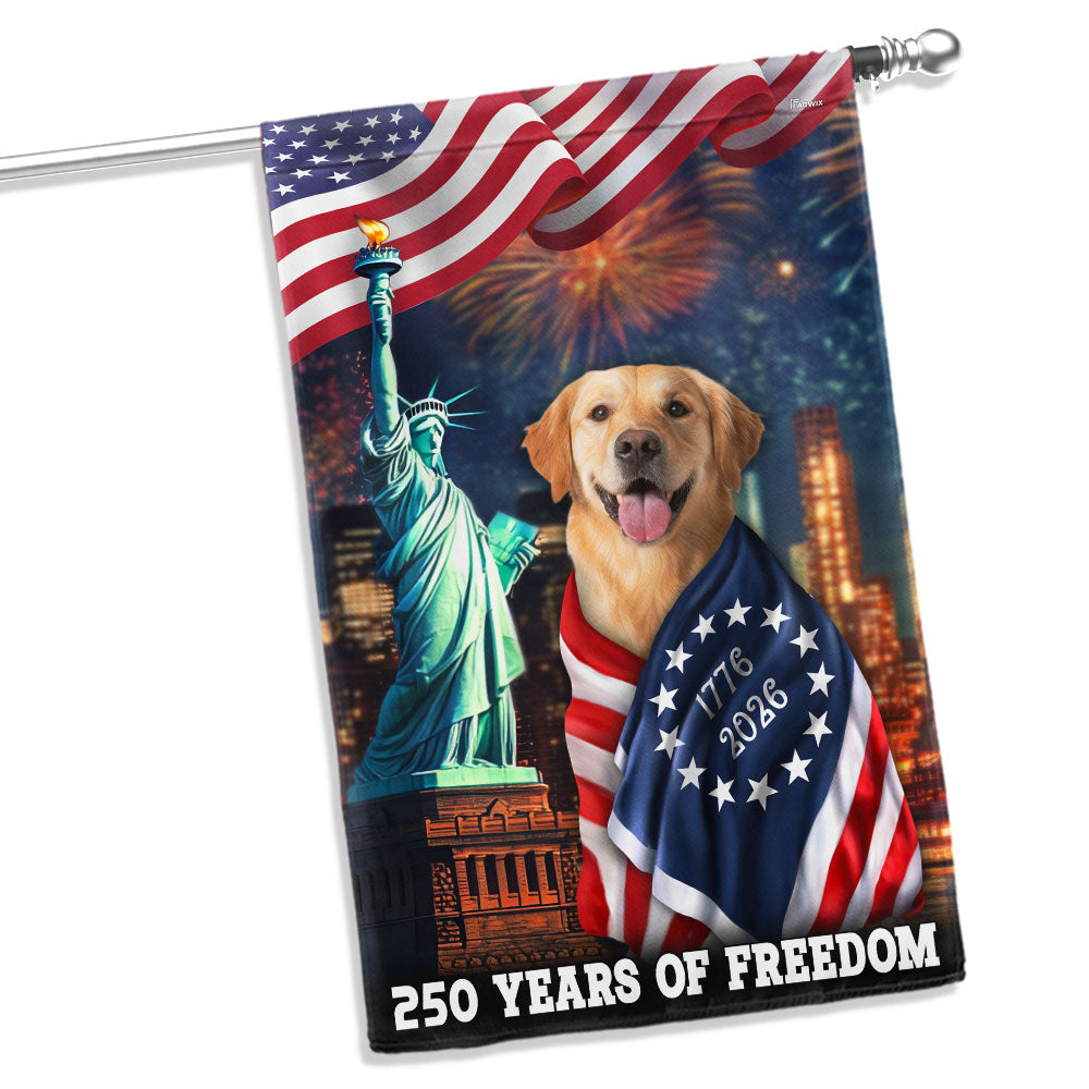 250 Years of Freedom Flag, Golden Retriever Wrapped in Glory Decor
