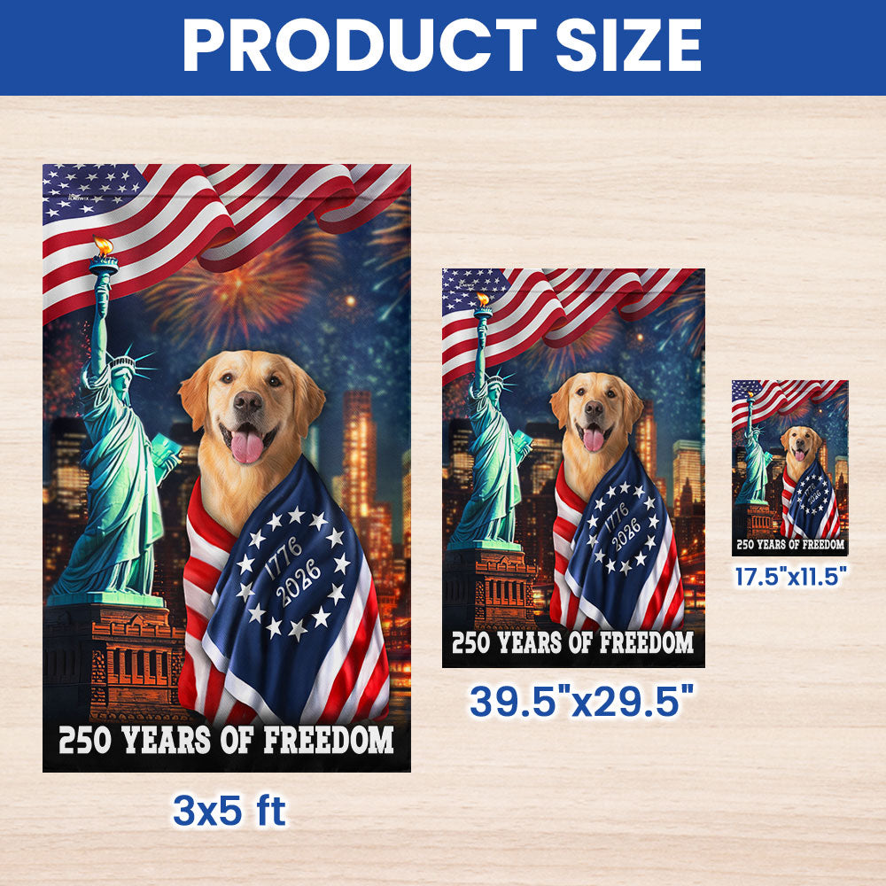 250 Years of Freedom Flag, Golden Retriever Wrapped in Glory Decor