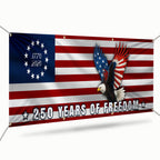 250 Years of Freedom Flag, 1776 2026 Eagle Betsy Ross Fence Banner