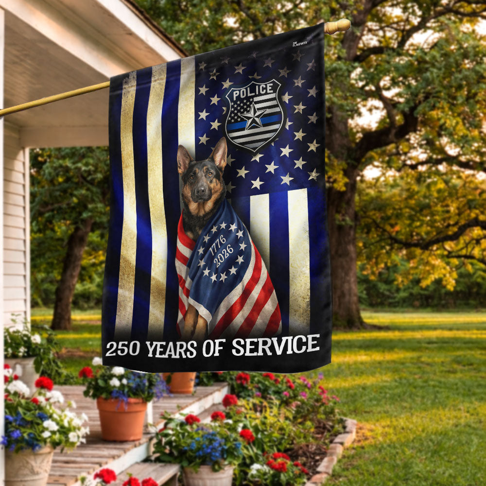 Dog Thin Blue Line Flag, German Shepherd 250 Years of Protection Decor