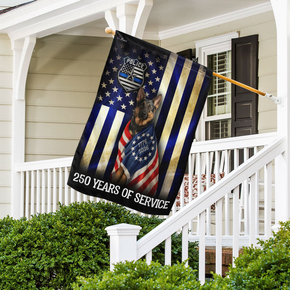 Dog Thin Blue Line Flag, German Shepherd 250 Years of Protection Decor