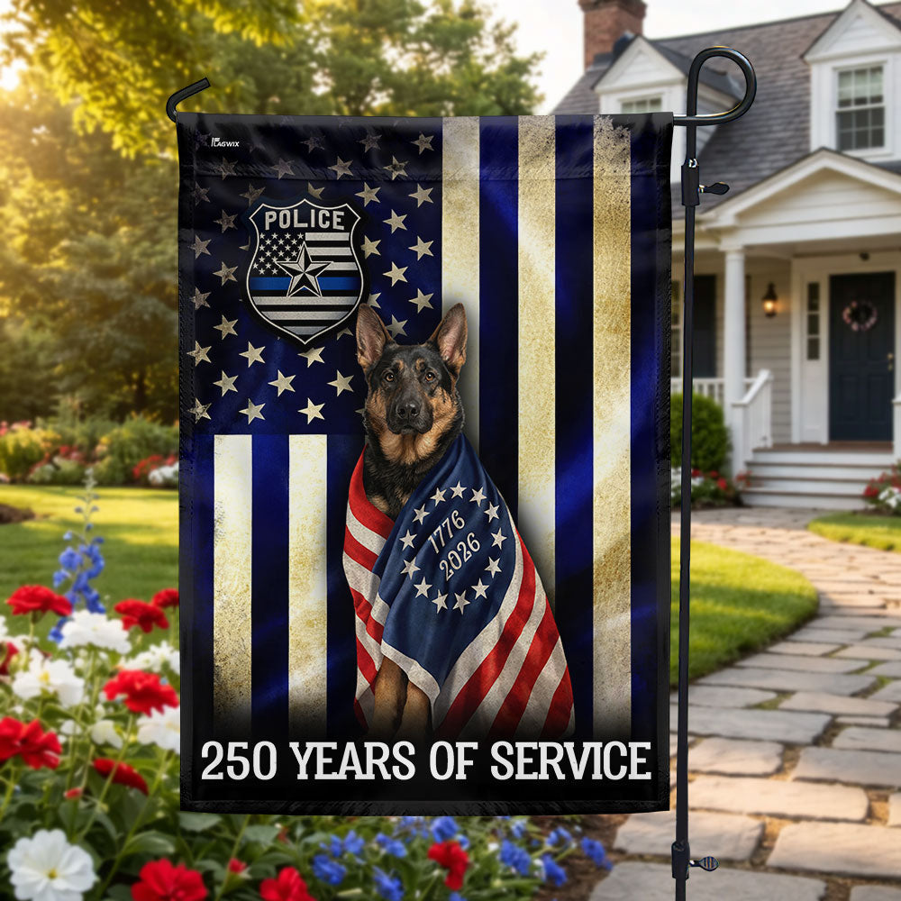 Dog Thin Blue Line Flag, German Shepherd 250 Years of Protection Decor