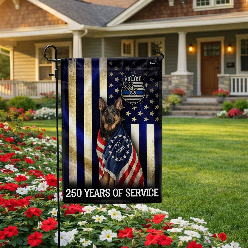 Dog Thin Blue Line Flag, German Shepherd 250 Years of Protection Decor