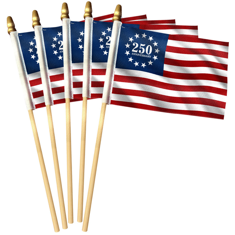 Betsy Ross 250 Flag, Patriotic 250th Anniversary Handheld American Flag