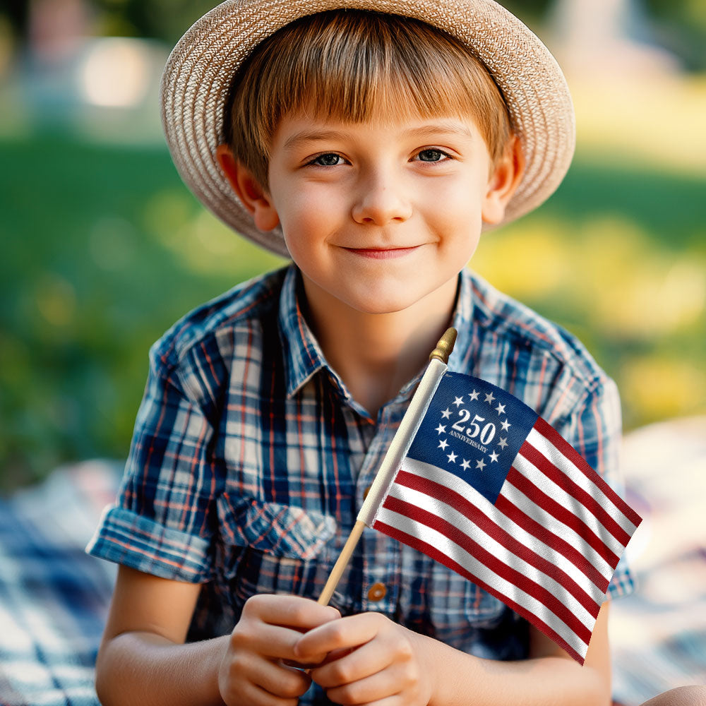 Betsy Ross 250 Flag, Patriotic 250th Anniversary Handheld American Flag