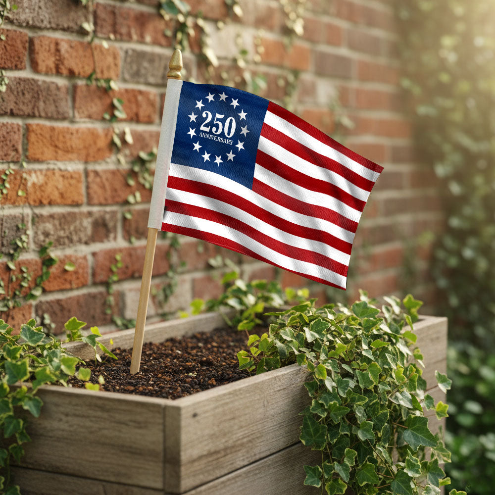 Betsy Ross 250 Flag, Patriotic 250th Anniversary Handheld American Flag