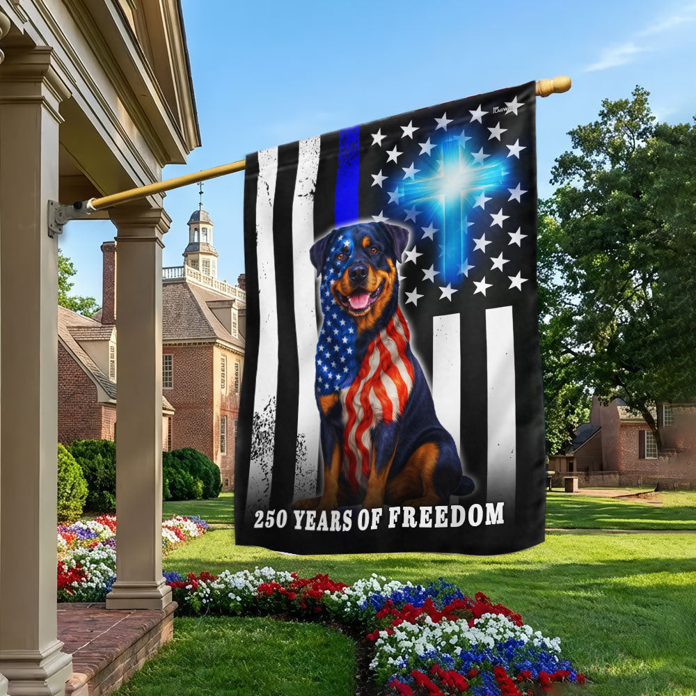 Rottweiler American Flag, 250 Years of Freedom Christian Thin Blue Line Decor