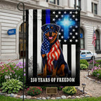 Rottweiler American Flag, 250 Years of Freedom Christian Thin Blue Line Decor