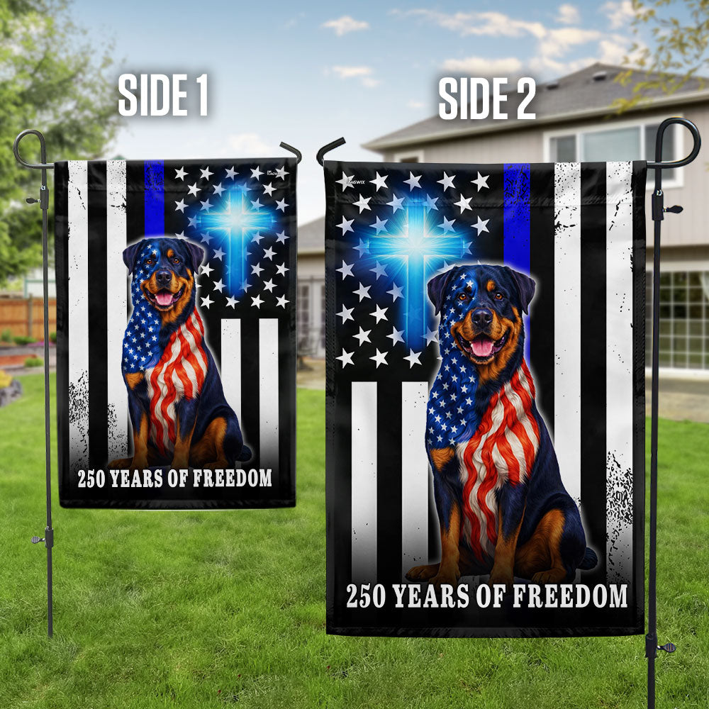 Rottweiler American Flag, 250 Years of Freedom Christian Thin Blue Line Decor