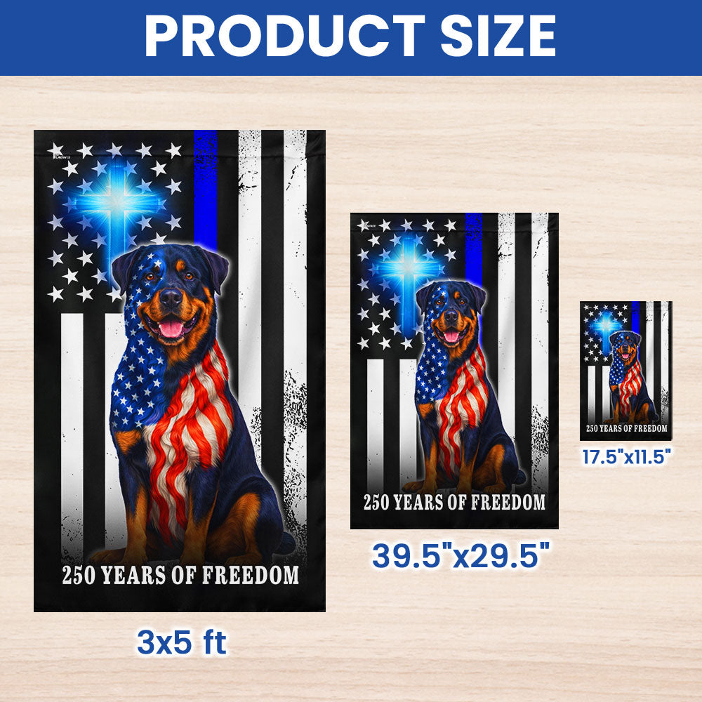 Rottweiler American Flag, 250 Years of Freedom Christian Thin Blue Line Decor