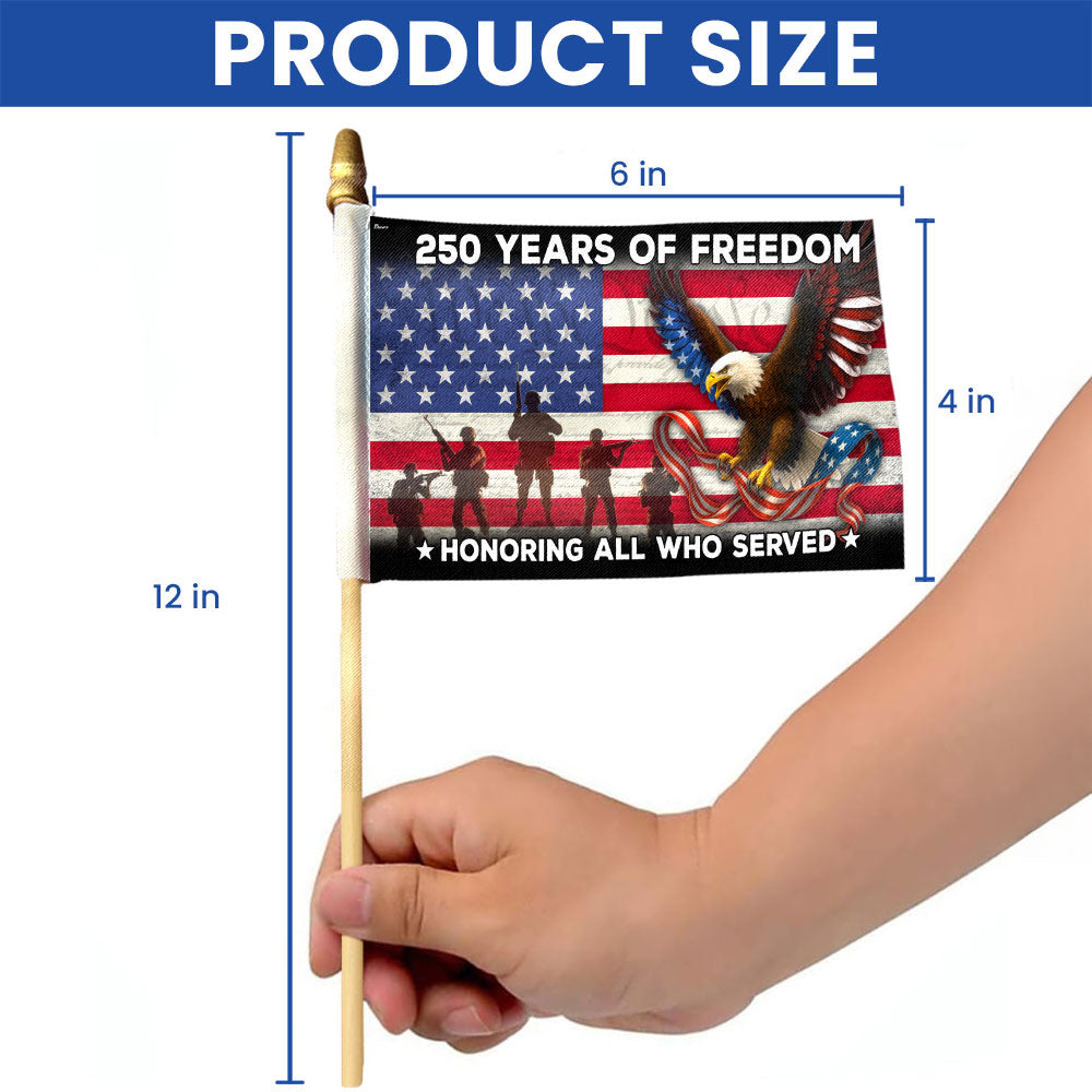 Memorial Day Flag, 250 Years of Freedom Eagle Veterans Handheld US Flag